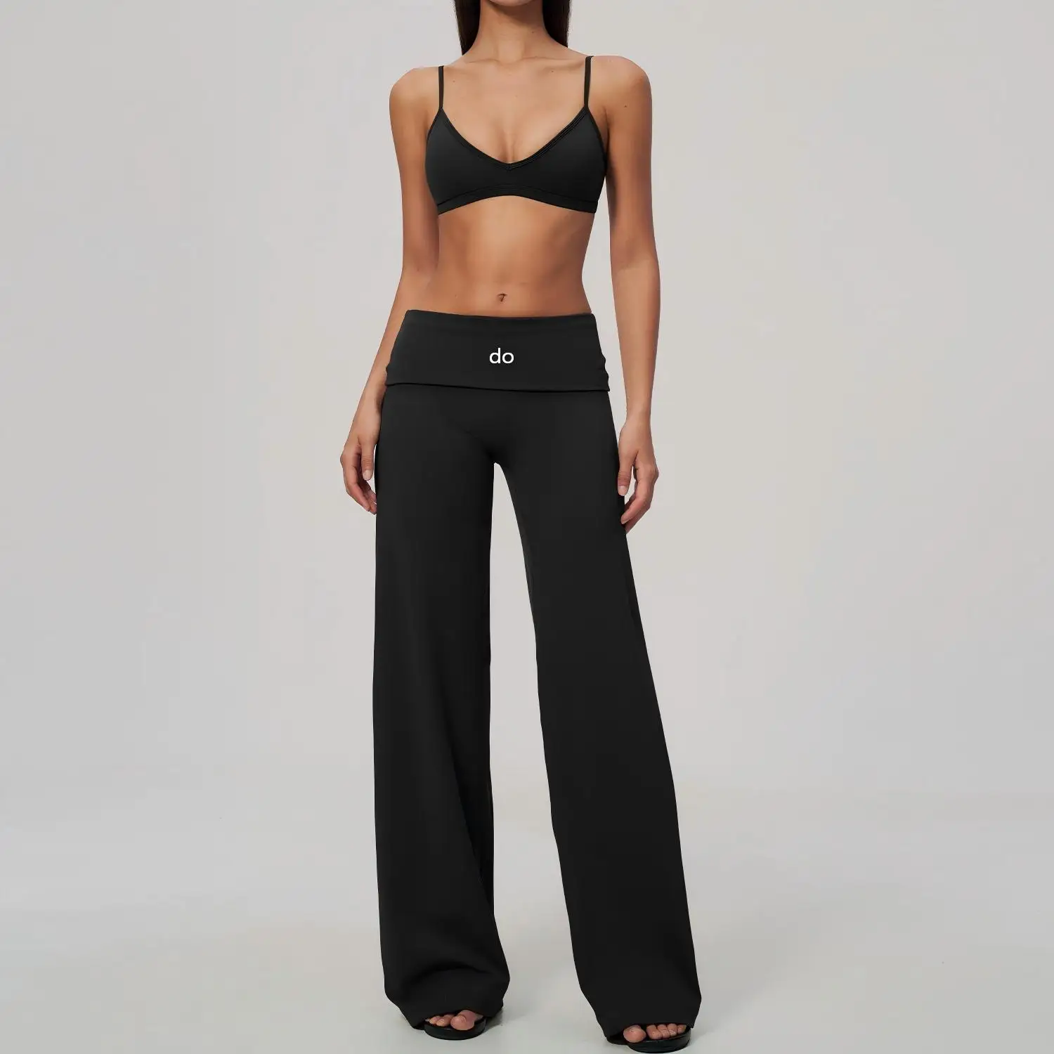 New Woolen Sports Set - Thin Shoulder Strap Beauty Back - High Elasticity Flip Waist, Waist and Hip Lifting Pants Two Piece Set