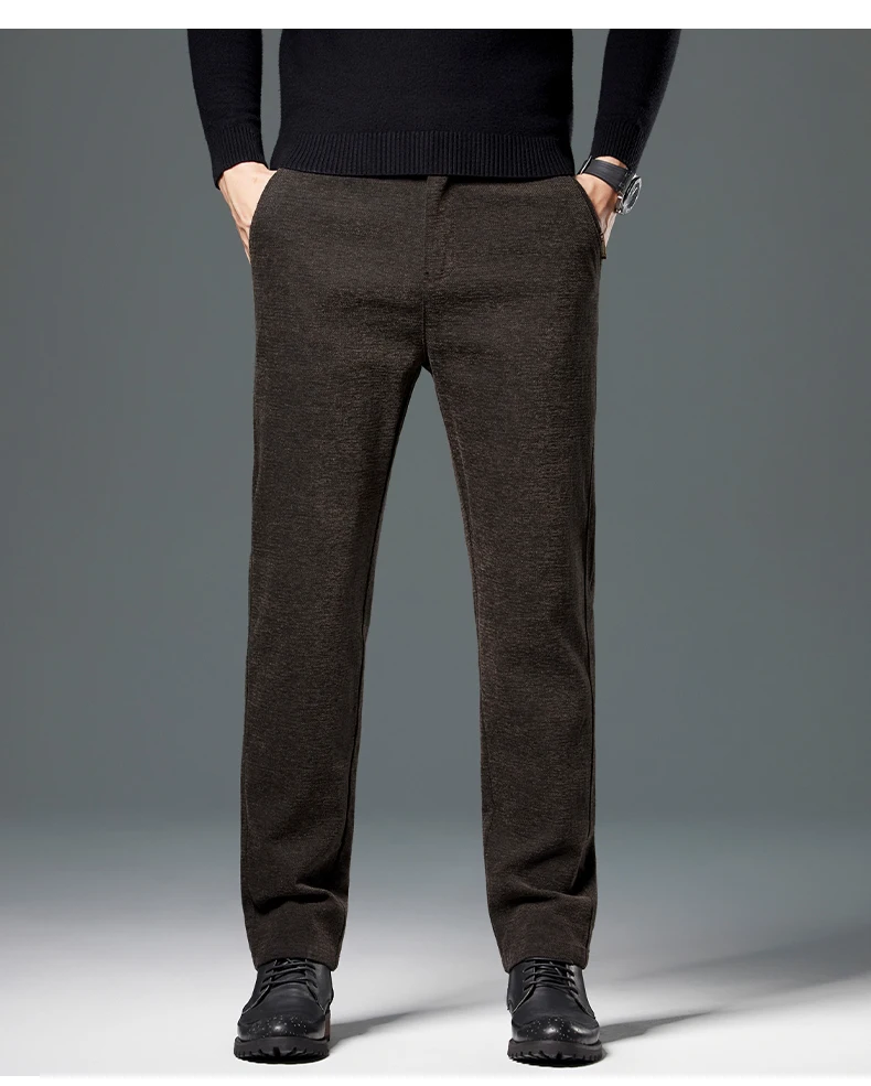 Herbst-Winter-Herren-Freizeithose, Business-Slim-Fit, gerade geschnitten, mit elastischem Bund, Arbeitshose, Cargo-Hose, einfarbig, koreanischer Stil, Stretch-Hose für Herren – Detail 9