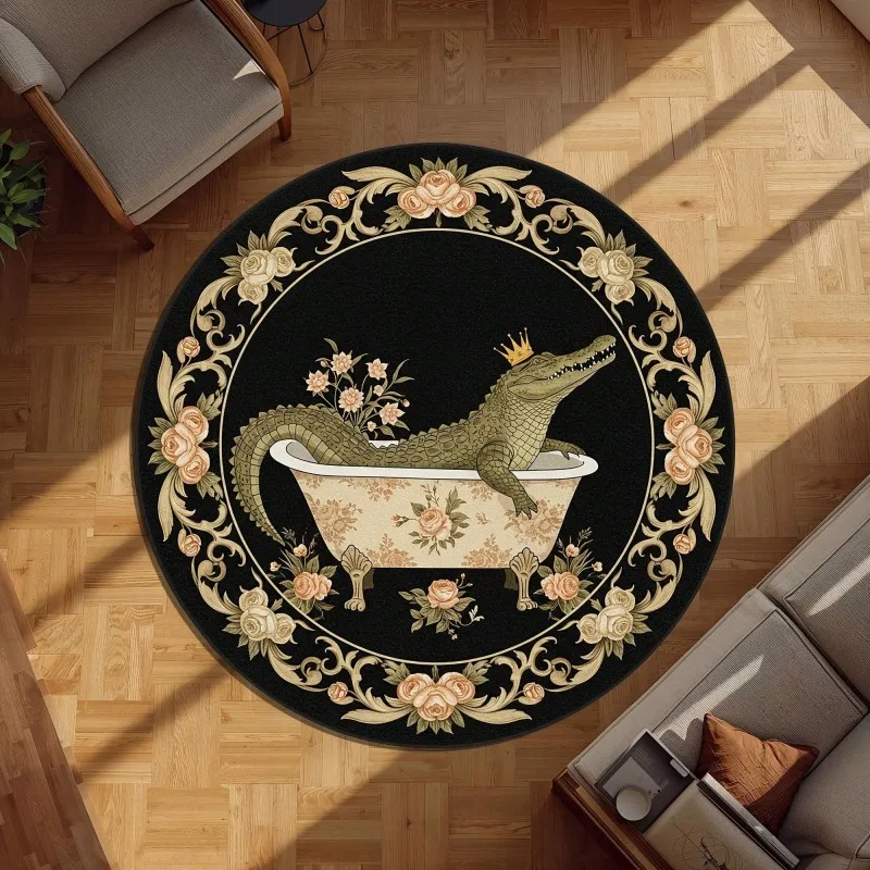 Alligator Floral Rug Elegant Animal Pattern Area Carpet Vintage Botanical Home Decor Floor Cover Living Room Bedroom Lounge