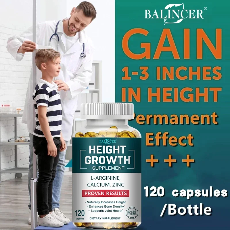 Height Booster Growth Calcium, Vitamin D3 & Zinc Blend - For Kids, Teens & Adults Promotes Healthy Bone Growth & Joint Health