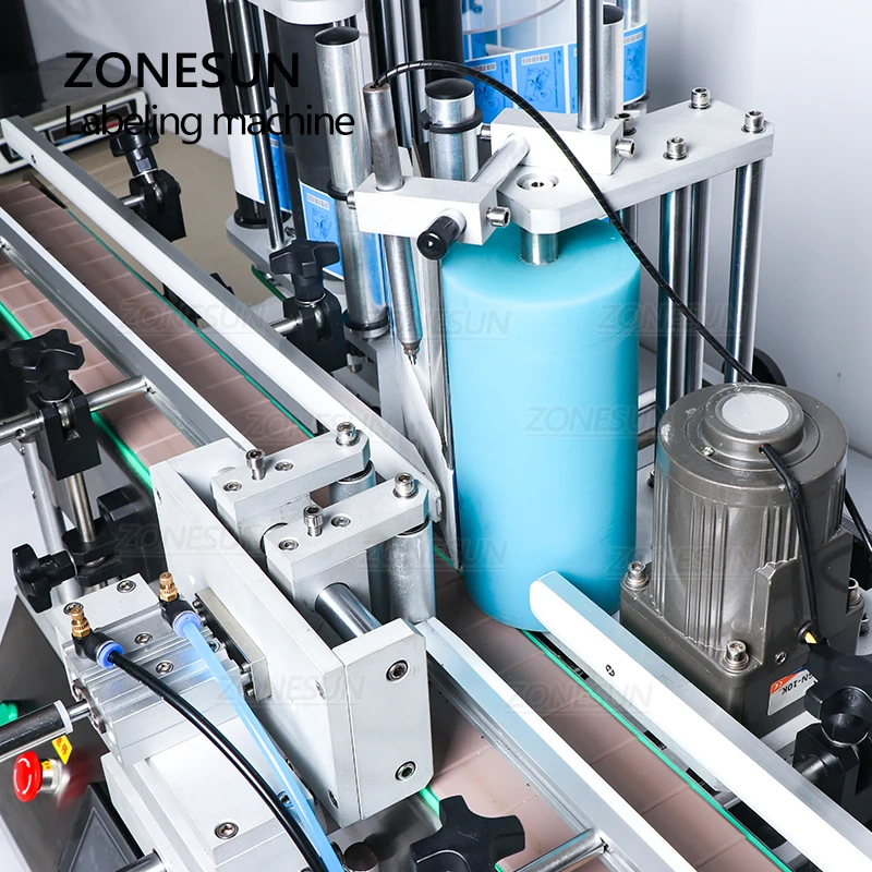 ZONESUN TB-500A Automatic Double Sides Label Sticker Jar Water PET Round Bottle Positioning and Labeling Machine with Date Coder