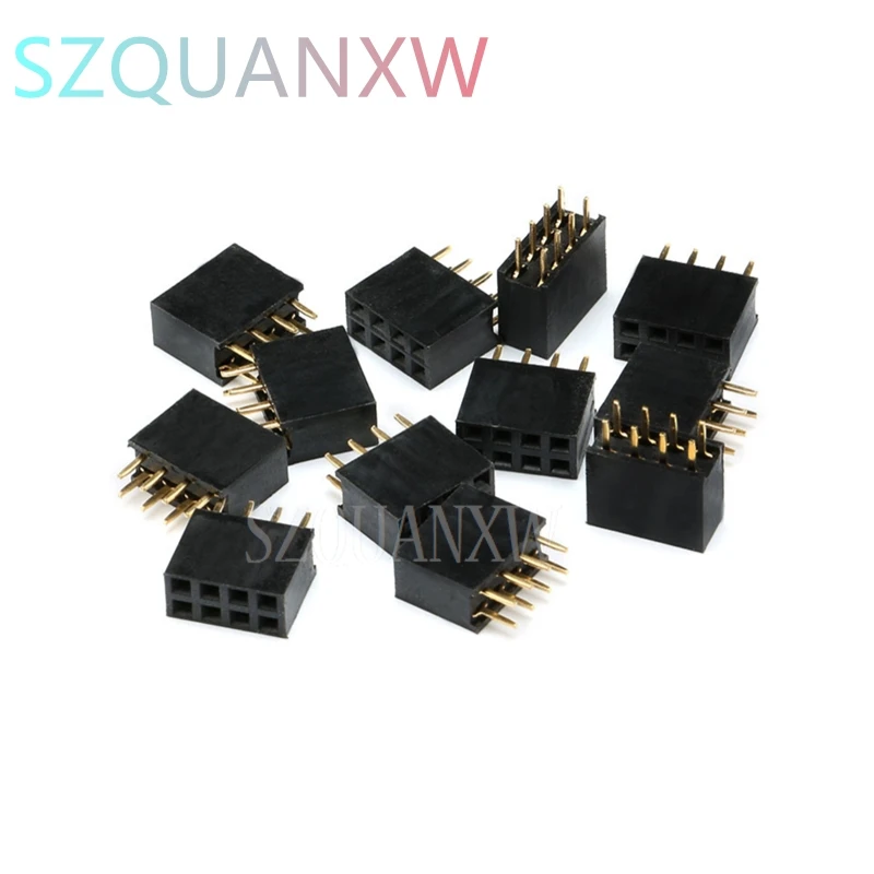 10pcs 2.54mm Double Row Straight Female 2-40P Pin Header Socket Connector 2x2/3/4/5/6/7/8/9/10/12/15/16/18/20/25/30/40Pin