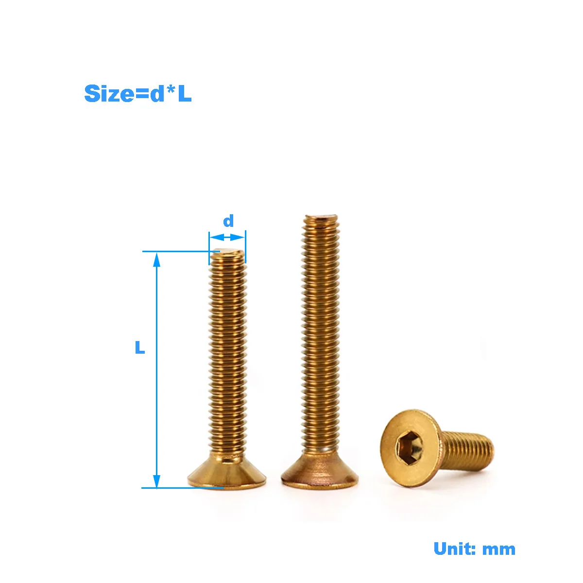 304 Stainless Steel Countersunk Hexagonal Steering Wheel Screw / Titanium Gold Fixing Bolt