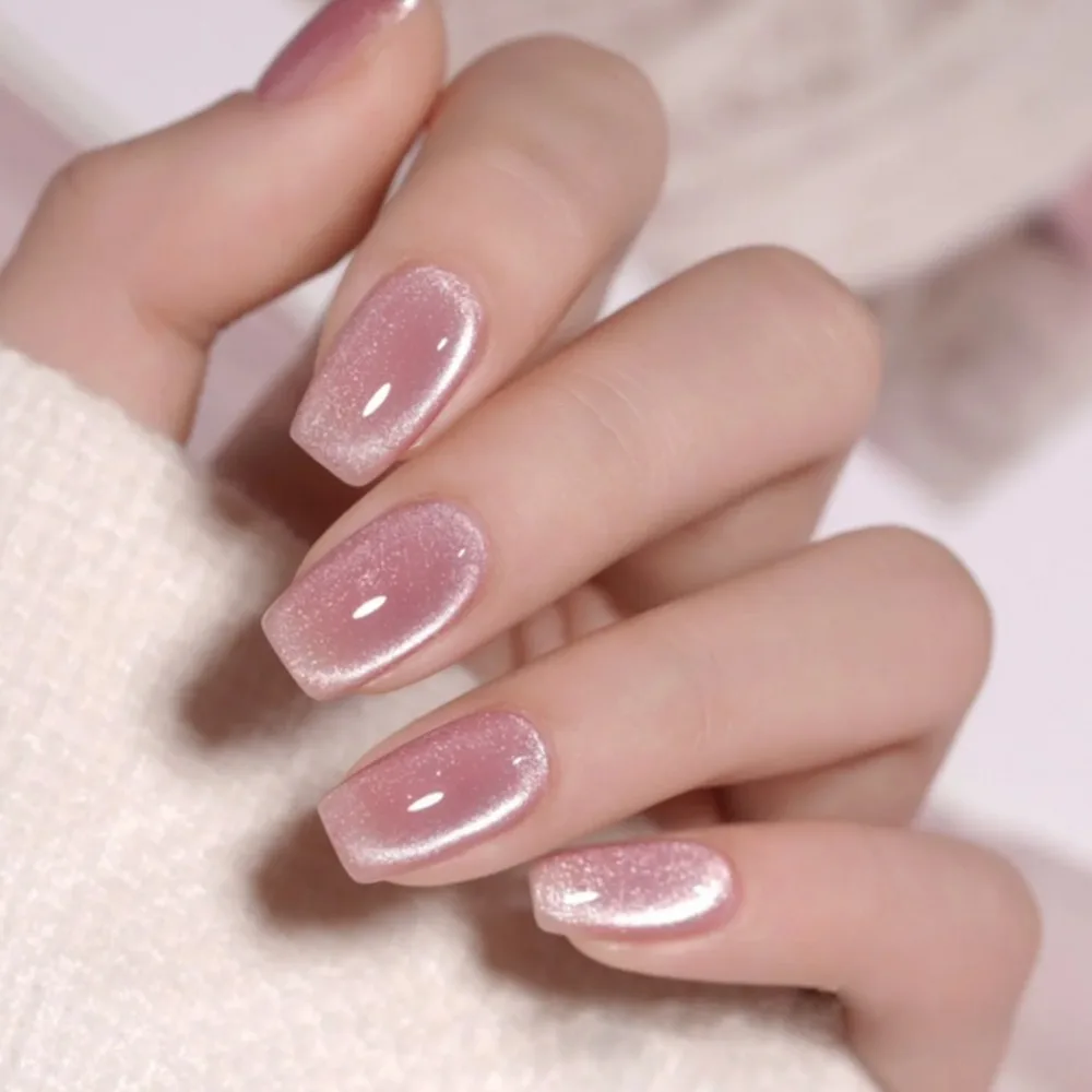 24pcs/box Square/Almond Cat\'s Eye False Nails Press on Nails Tips DIY Full Cover Nail Tips Wearable Manicure Faux ongles