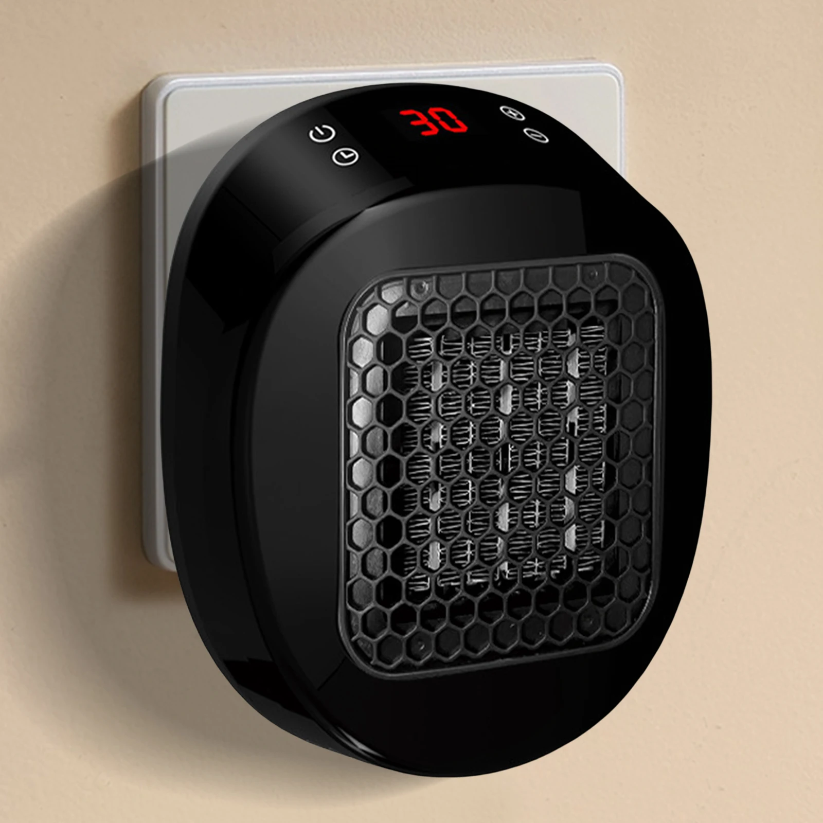 سخان مساحة بمنفذ الحائط مع مؤقت تحكم عن بعد 12 ساعة، سخان حائط كهربائي صغير لغرفة الحمام والمكتب وغرفة النوم والمنزل