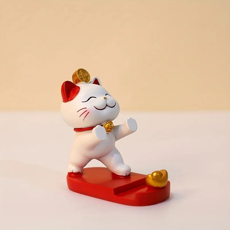 Lucky Cat Office Cute Cat Stand Mobile Phone Tablet Holder Suitable for Mobile Phones Tablets Desktop Decoration Ornament - view 2