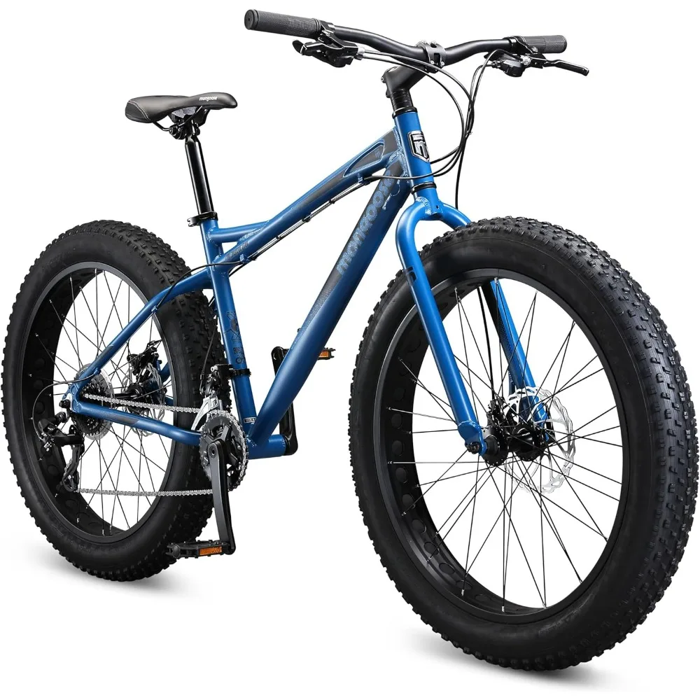 Juneau Men and Womens Fat Tire Mountain Bike, 26x4-Inch Big Fat Wheels, 16-Speed Trigger Shifters, Adult Aluminum Mountain Frame