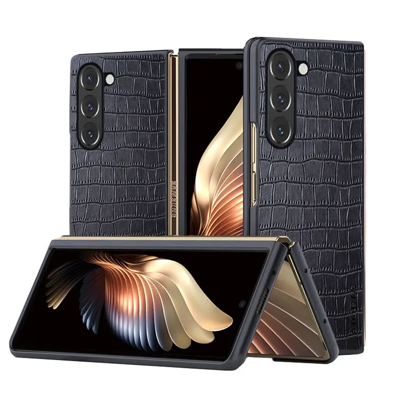 Luxury Crocodile Leather Case For Samsung Galaxy Z Fold 6 5 4 Fold 3 5G Protective Cover for samsung galaxy z fold 6 case image 3