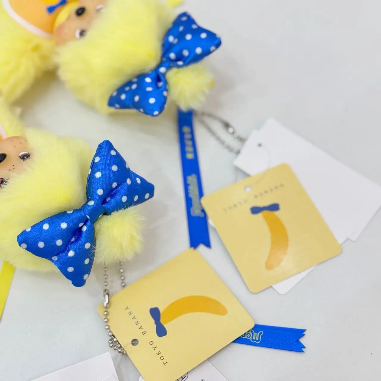 Cute banana-shaped Monchichi plush keychain 15 cm couple hanging decoration item soft rubber doll video game toy view 5