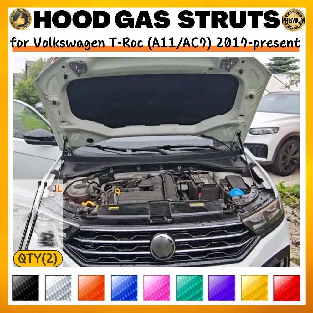 

Qty(2) Hood Struts for Volkswagen T-Roc (A11/AC7) 2017-present Front Bonnet Modify Gas Springs Shock Absorbers Lift Supports
