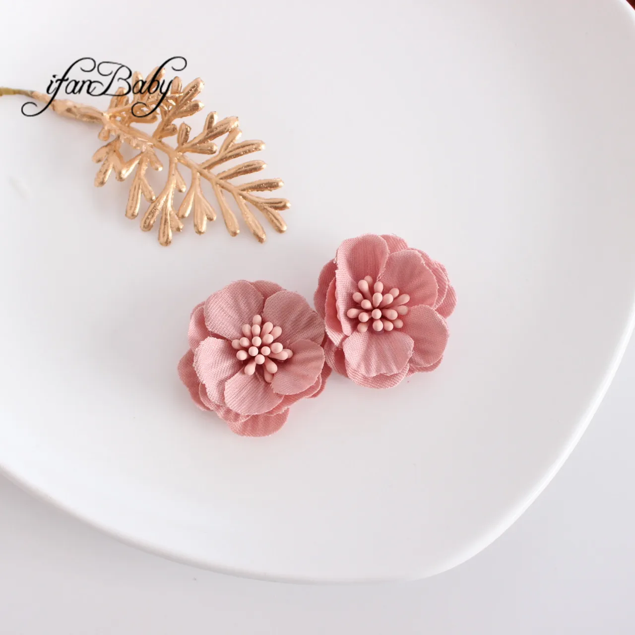 Fashion 3.5cm Fabric Hair Flowers Women Girl Flowers Decorate DIY Accessories For Hair Brooch Headband