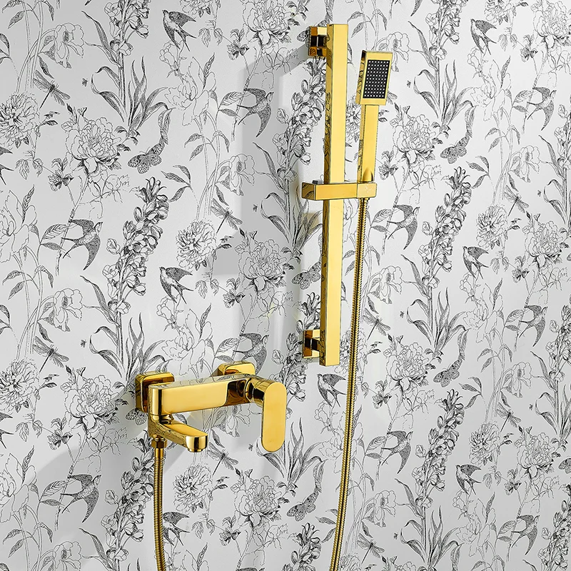 All copper bathroom shower switch hot and cold mixing valve bathtub faucet toilet water heater simple shower set view 3