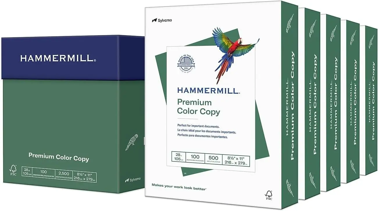 

Premium Color Copy Paper 28lb 100 Brightness 2500 Sheets Letter Size
