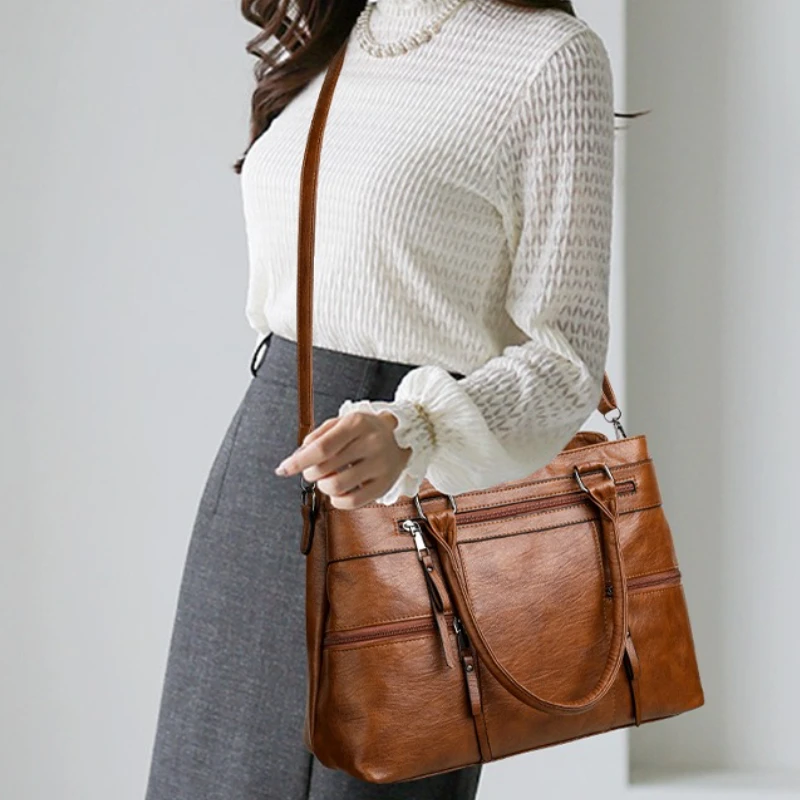 

High Quality Leather Top-Handle Bags Elegant Women Purses and Handbag Fashion Ladies Shoulder Crossbody Bag Casual Tote Bolso