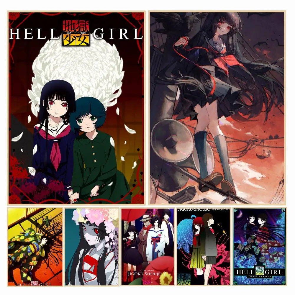 anime H-Hell Girl-L Painting Calligraphy Boho Botanical Decor for Living Room Elegant Home Style