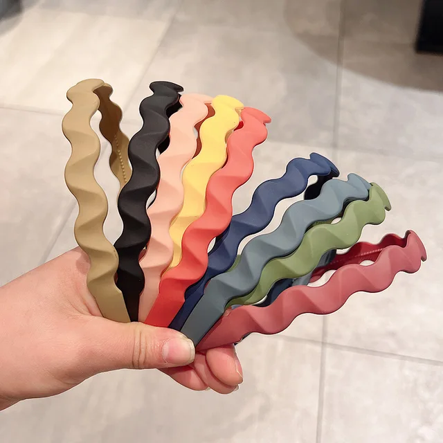 1.2cm nowe mody cały mecz jednolity kolor żywica falista opaska na głowę opaski do włosów dla kobiet dziewczyna zacisk akcesoria do włosów nakrycia głowy hurtownia