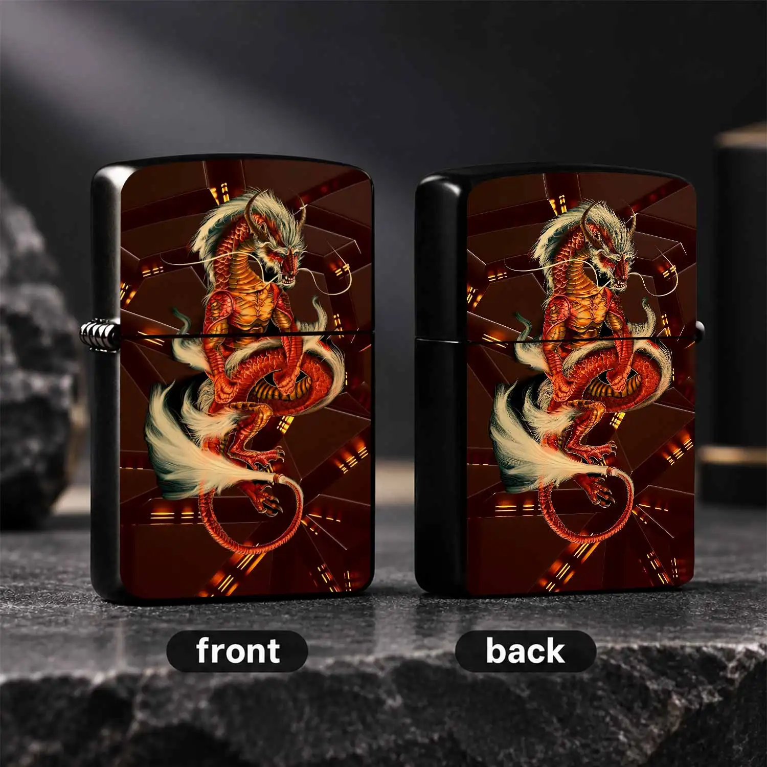 Exquisite Lighter With Auspicious Red Eastern Dragon Pattern, High Definition Full Print Craft, Suitable For Daily Commute, Outdoor Adventure, Business Trip And All Scenarios, Fine Collectible Gift For Dragon Zodiac Ent A Humorous And Inter