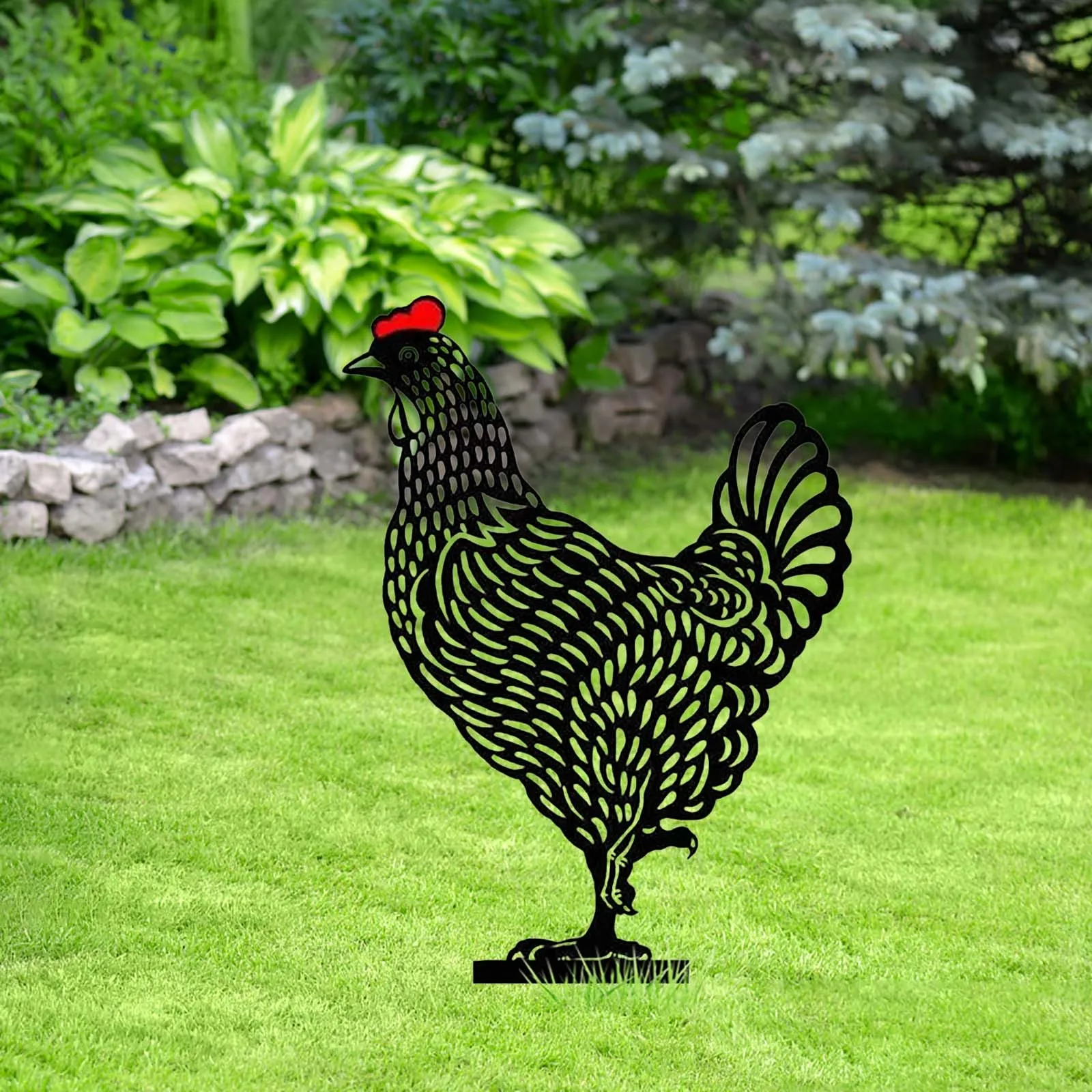 Garden Ornaments Acrylic Chicken Yard Art Garden Statues Backyard Lawn Stakes Plastic Hen Yard Decor Creatives Outdoor Garden