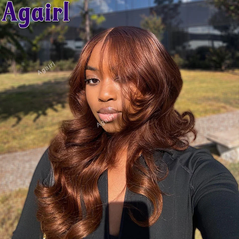 200% Density Brazilian 32 Inch Ginger Brown Body Wave 13x4 Lace Front Human Hair Wigs 13x6 Lace Frontal Wig 6X4 Lace Closure Wig