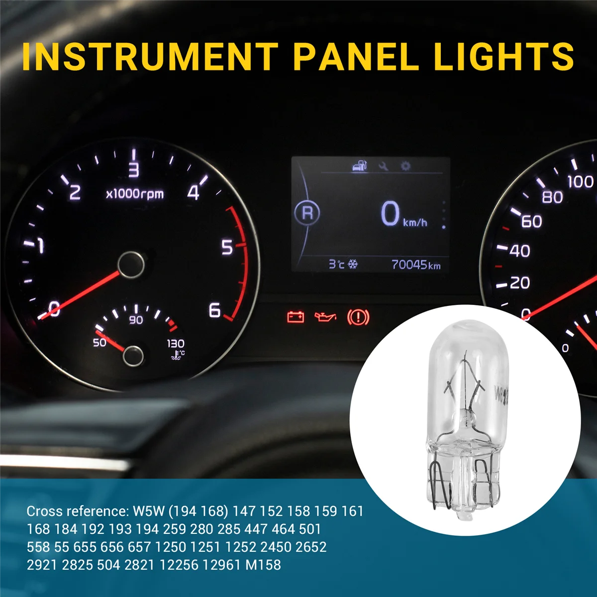 Bombilla halógena para coche T10 12V 5W 168 194 W5W, grupo de instrumentos, lámpara de tablero, luces de lectura, paquete de 10 blanco cálido