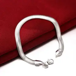 Hot sale fashion 925 Sterling Silver Bracelet for woman classic 6MM Flat snake bone chain Wedding party Gifts Street jewelry