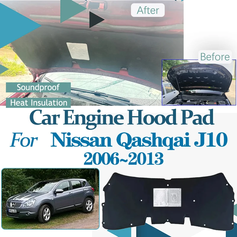 

for Nissan Qashqai J 10 Accessories Dualis J10 2006~2013 2008 Car Front Heat Insulation Cotton Fireproof Covers Car Accessories