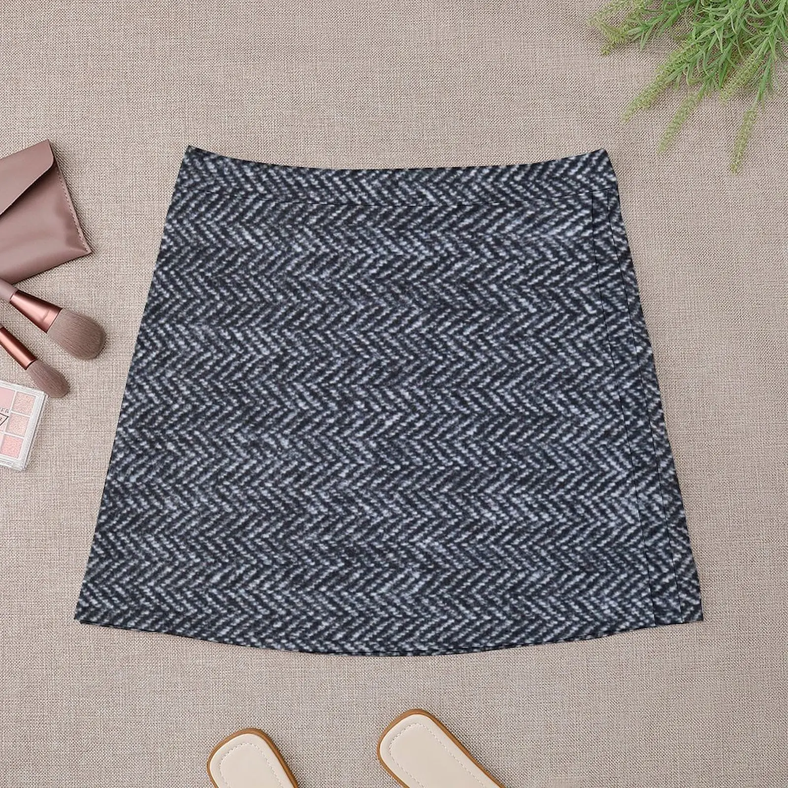Grey Tweed fabric texture Mini Skirt women's golf wear summer dress Mini Skirt