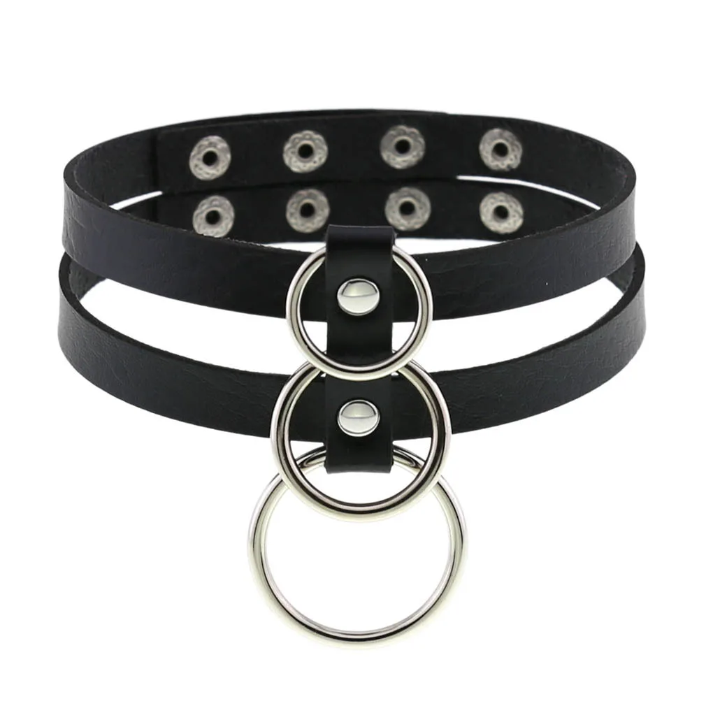 DIEZI Vintage Zoete Cool Hip Hop Klinknagel Choker Ketting Harajuku Gothic Club Zwart PU Lederen Kraag Draaimomenten Ketting Sieraden