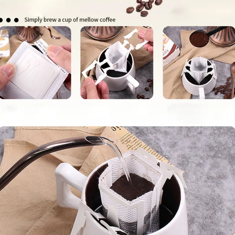 50pcs/pack Hanging Ear Coffee Filter Bag Portable Disposable Hand Pour Coffee Powder Filter Bag Barista Coffee Filter