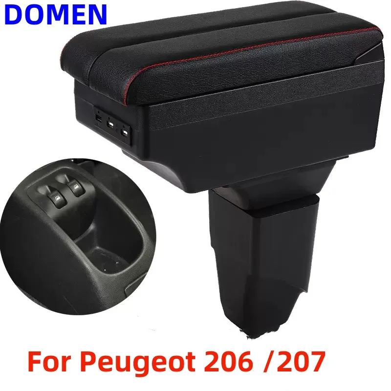 For Peugeot 206 /207 Armrest box Interior Parts Car Central  Content With Retractable Cup Hole Large Space Dual Layer USB DOMEN