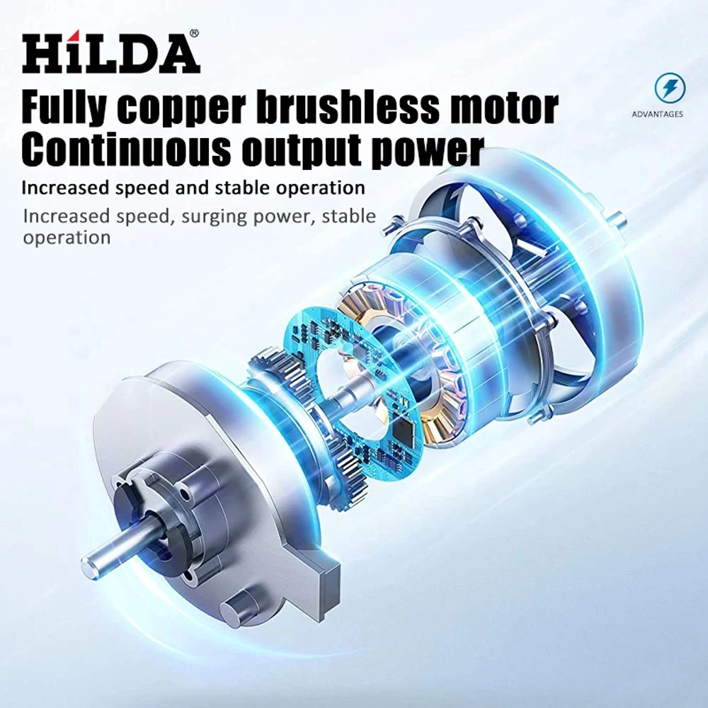 HILDA 21V Blue Electric Impact Wrench Rechargeable 1/2 Socket Wrench Cordless Without Battery