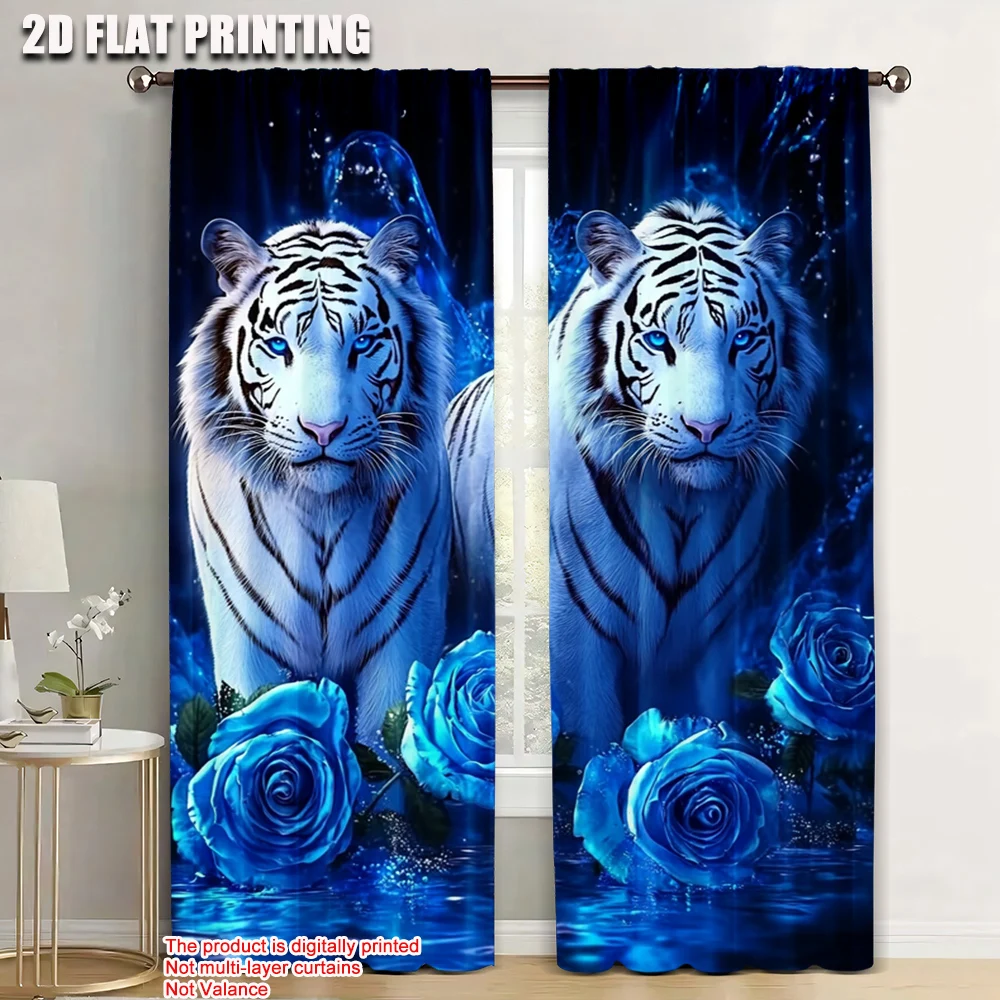 

2pc, Window Curtains animal Durable 100% Polyester Fabric,Without Electricity Spring Party & Holiday Decor Perfect for