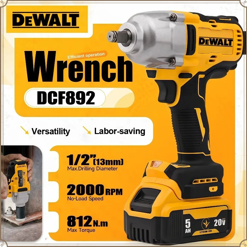 

DeWalt DCF892 20V Brushless Electric Wrench 1/2Inch High Torque 3 Speed Impact Driver Auto Repair Power Tools