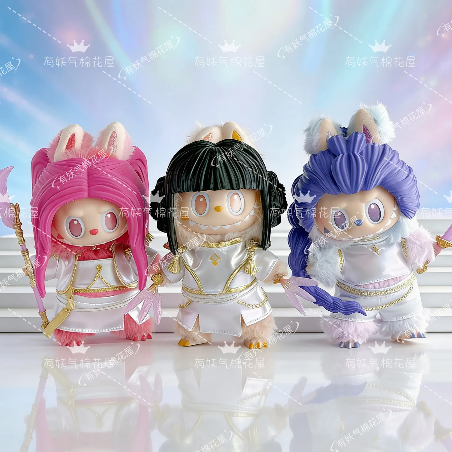 Para/cor K-pop Demon Series 17cm Labubu Roupas Nova Moda Labubu V1v2v3 Acessórios de Roupas Peruca