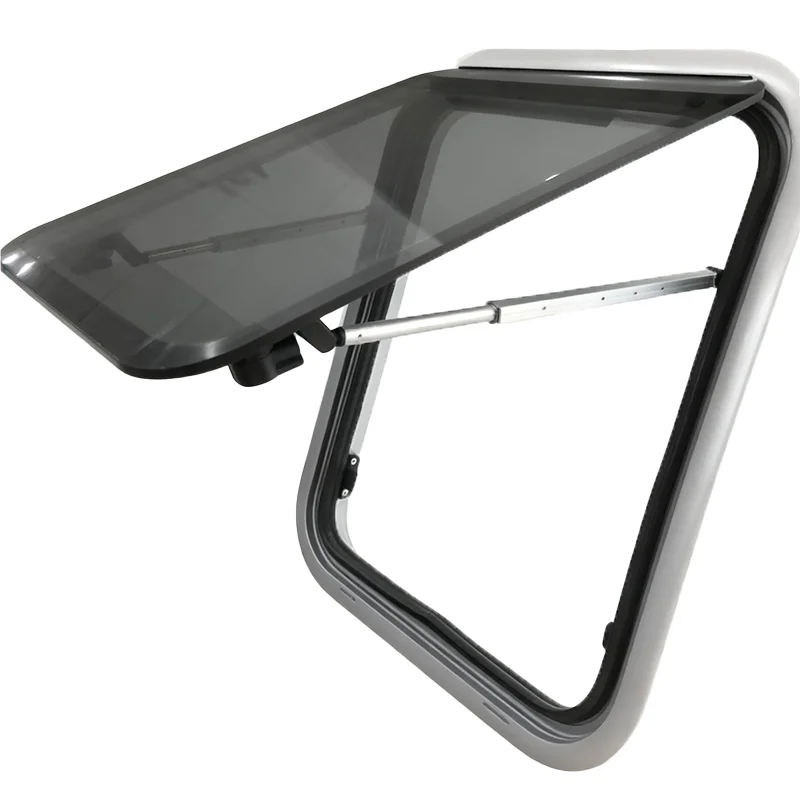 W350 X H500 MM Round Corner Aluminum Curved Frame Double Glazed Acrylic Glass RV Caravan Campervan Side Windows With Flyscreen