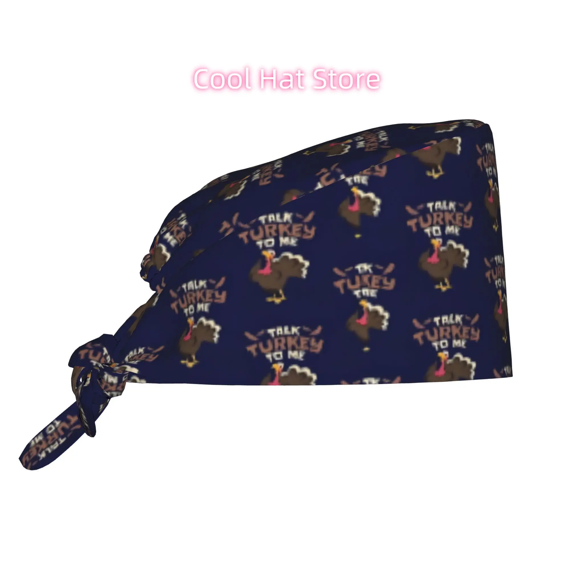 Talk Turkey to Me Hunting Unisex Work Cap Adjustable Lightweight with Lace Up Desig Dust Proof Suitable for Nurses and Chefs