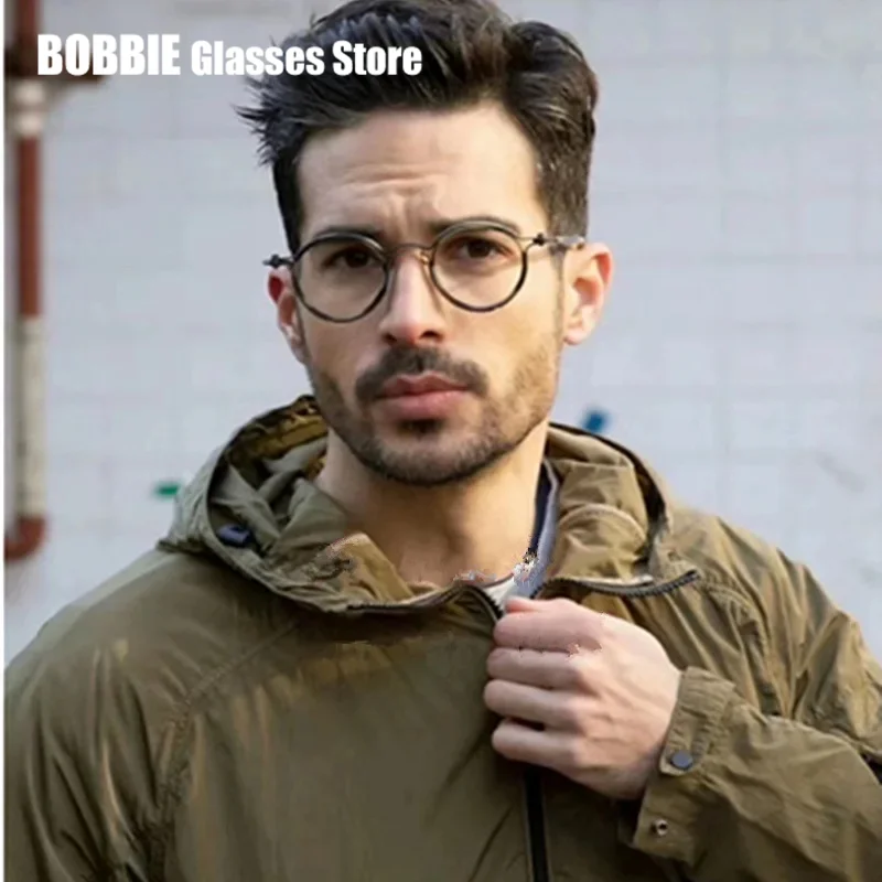 Top Quality Retro Round Glasses Frame Japanese Handmade Titanium Ultralight Men Eyeglasses Women Eyewear Acetate Korean Fashion