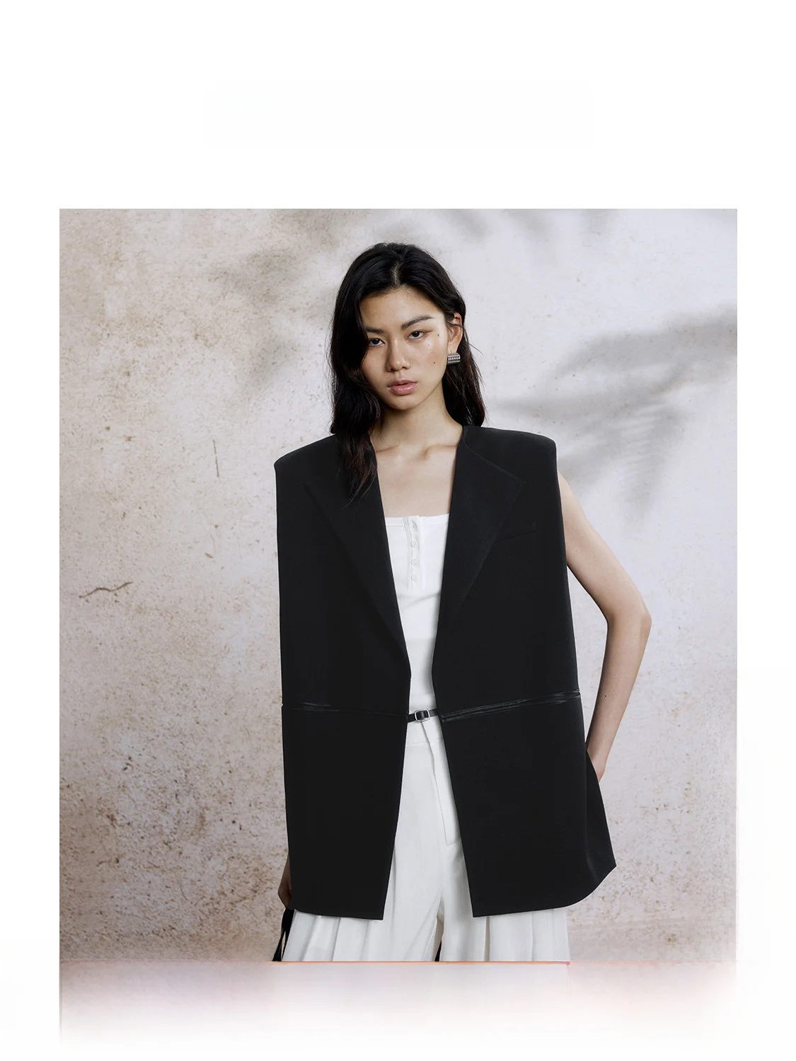 

Элегантный женский жилет-жакет с широкими плечами для офиса, серия Founder, IZhi Ling Yellow Thrush Sequence, под лен, M