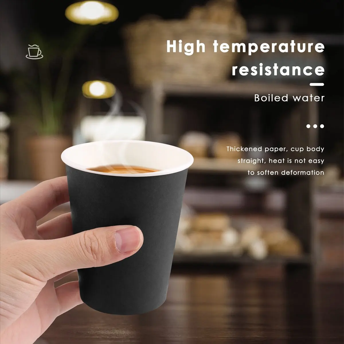 &A11I 20 Paper Cups (9oz) - Plain Solid Colours Birthday Catering(black)