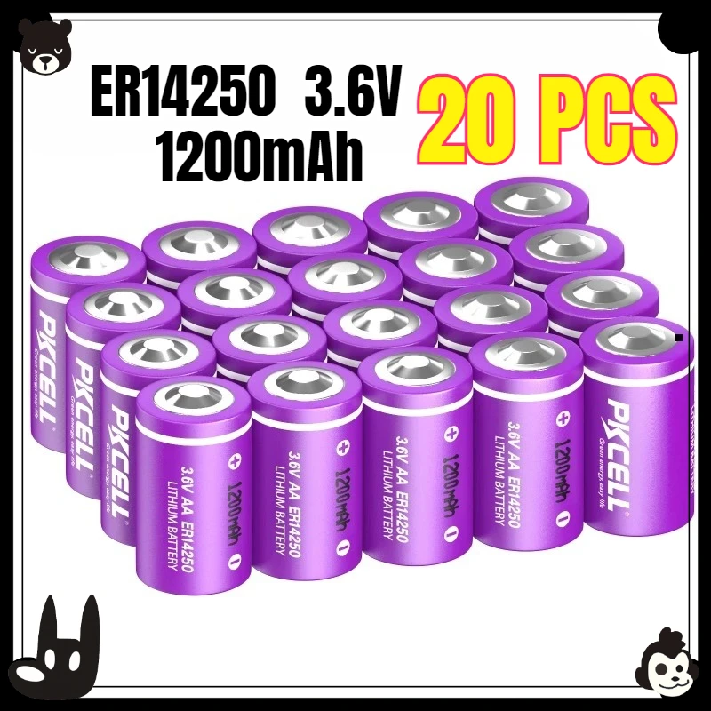 

20 шт./лот ER14250 3,6 В литиевая батарея 14250 1/2AA батарея LiSOCl2 батареи 1200 мАч для термометра, инсулинового насоса, GPS