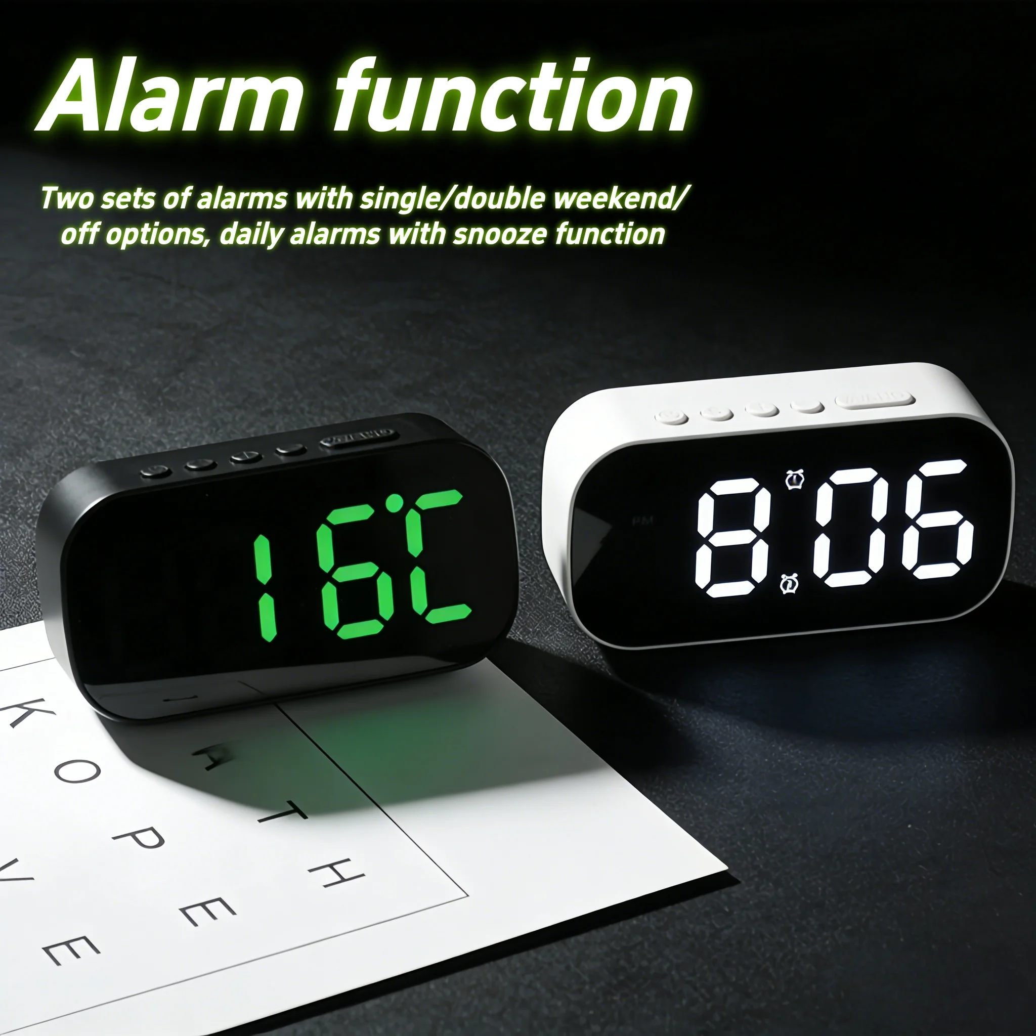 Creative Mirror Digital Alarm Clock, LED Digital Alarm Clock, desktop Silent Alarm Clock, Shows Temperature, Time, and Date, USB