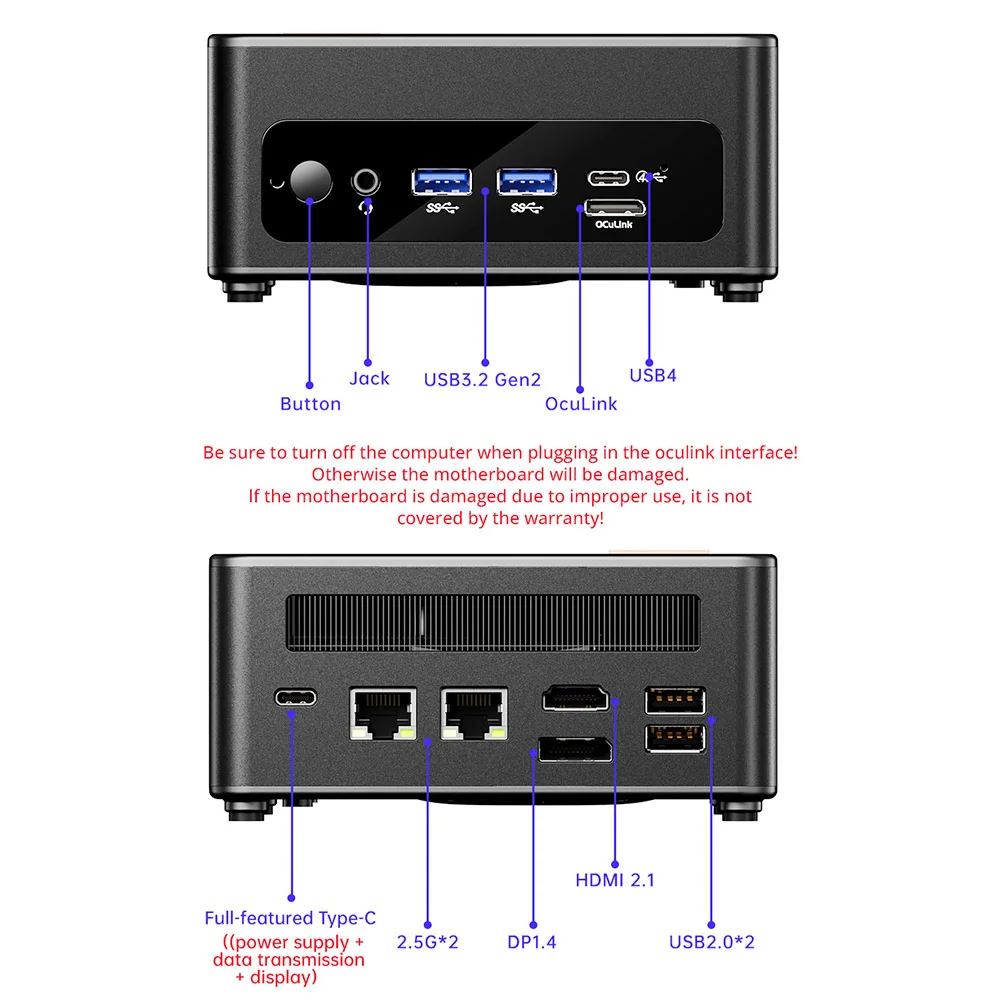 AOOSTAR GEM12 PRO Mini PC, AMD Ryzen 7 8845HS 8 Core Up to 5.1GHz, 32GB DDR5 RAM 1TB PCle 4.0 SSD, WiFi 6 Bluetooth 5.2