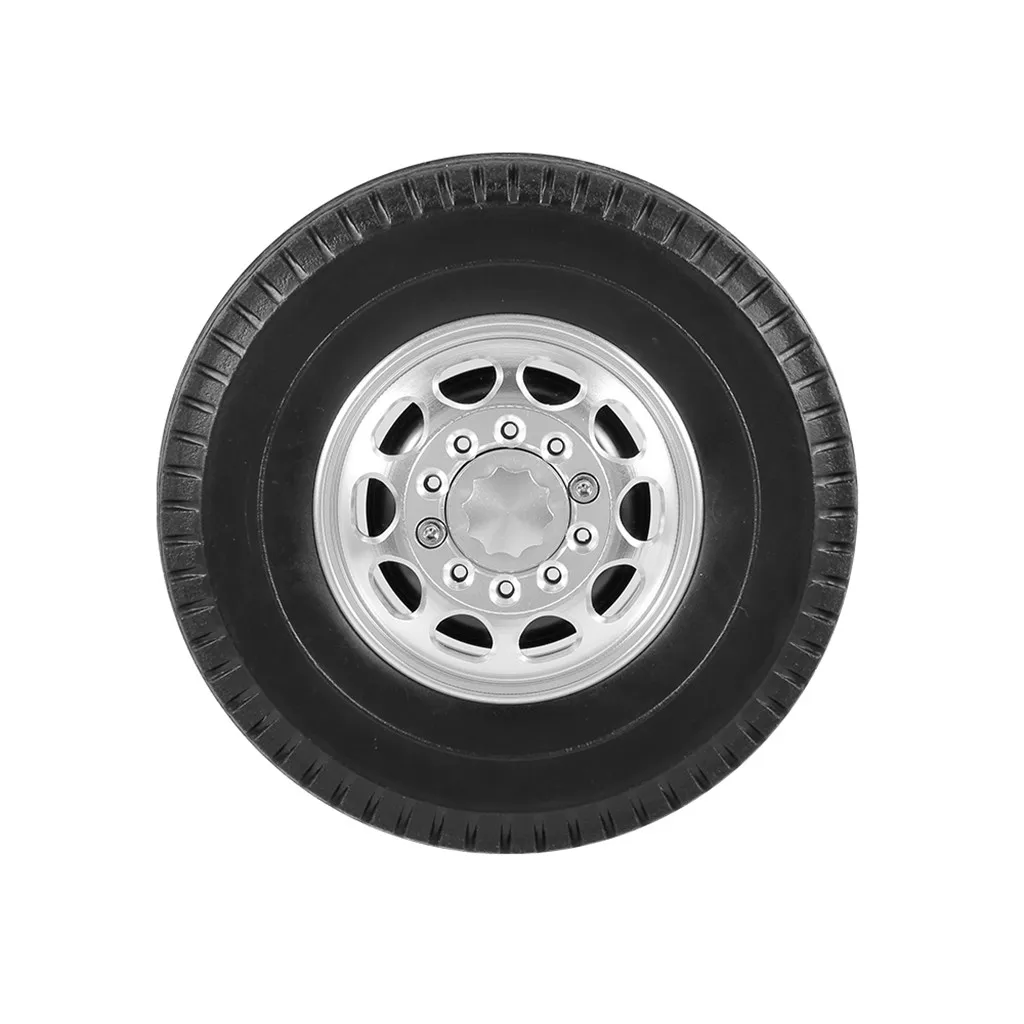 Práctico neumático de ruedas de carga baja de goma delantera con llantas de aluminio CNC para camión remolque Tractor Tamiya 1/14 RC