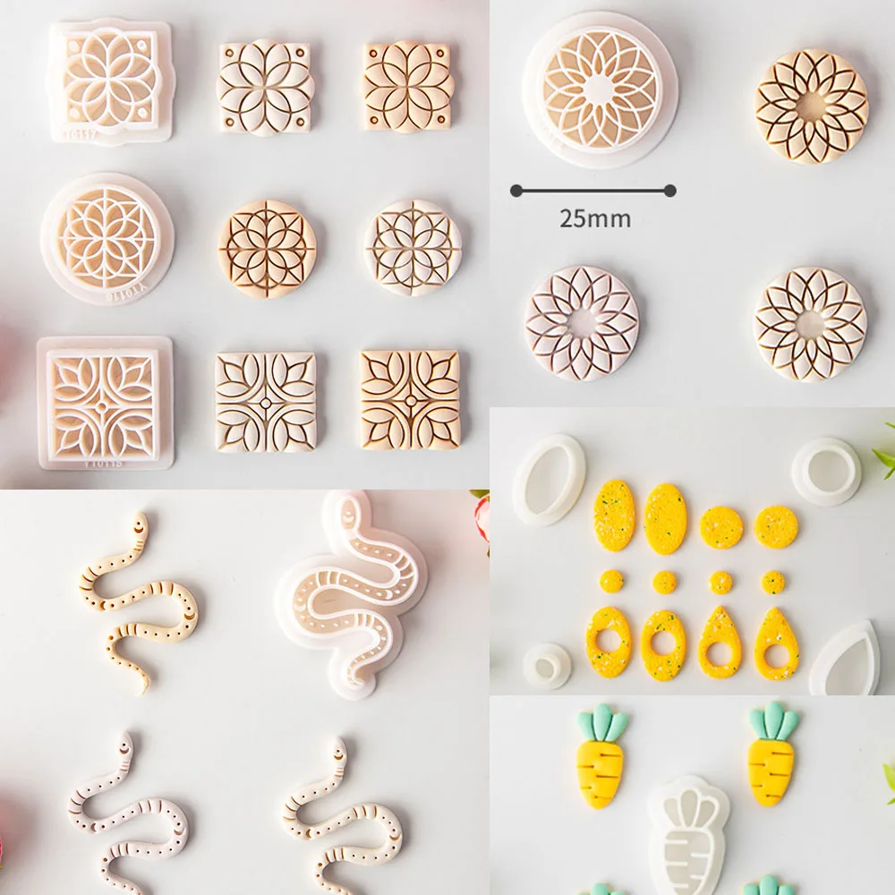 

Polymer Clay Cutter Geometry Clay Embossed Molds for Earrings Jewellery Making DIY Soft Pottery Handmade Earrings Cutting Mold