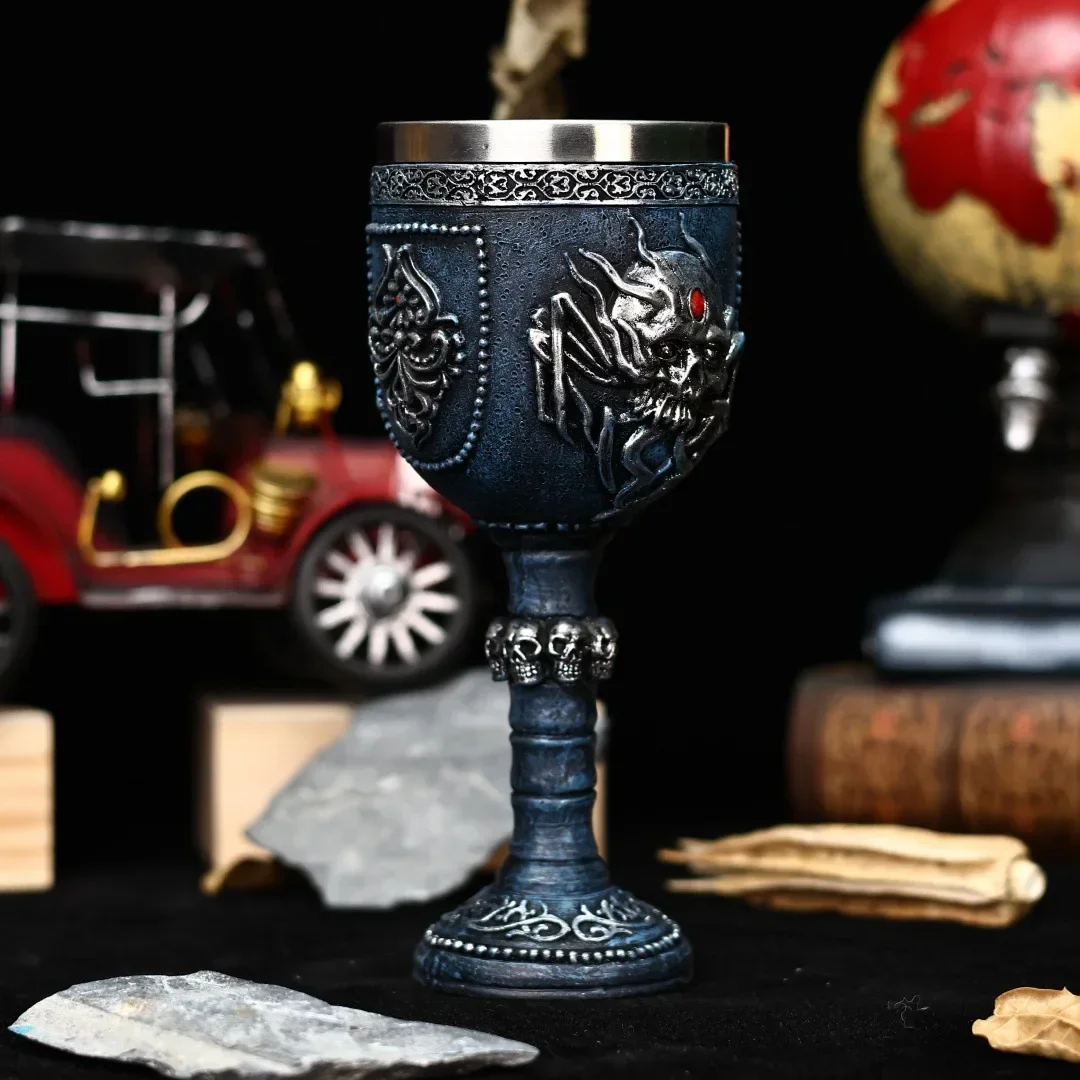New Halloween Spider Skull Red Wine Glass 3D Horror Crow Stainless Steel Cocktail Beer Goblet Christmas Personalized Gift