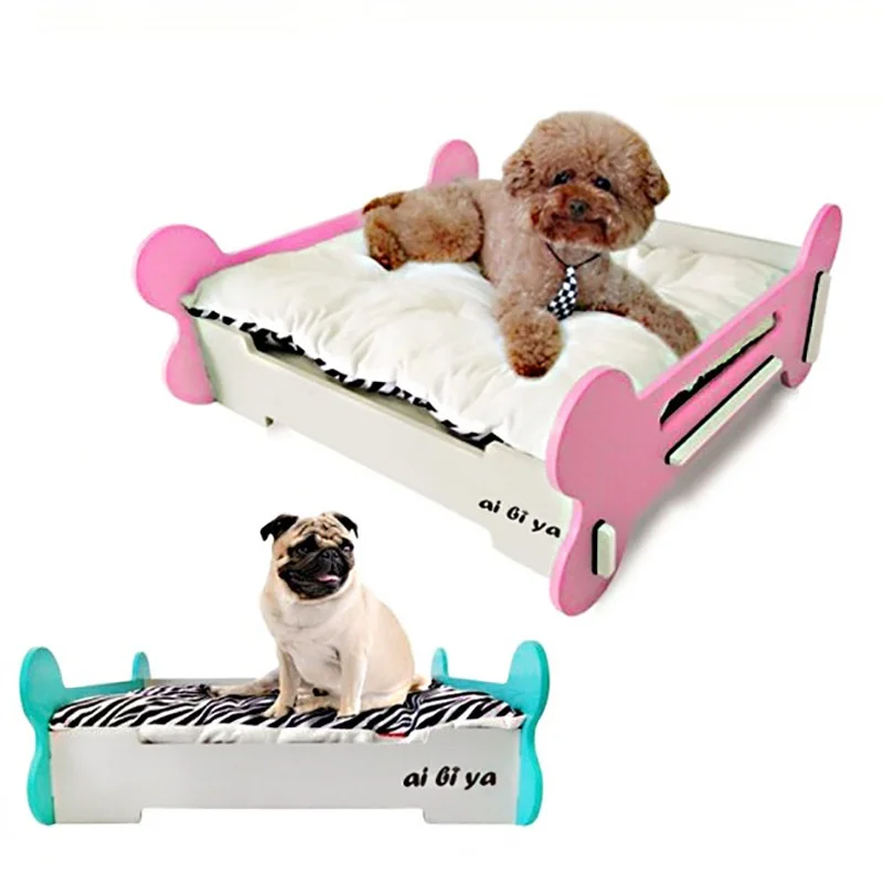 

New Design Quality Durable Detachable Bone Shaped Big Dog Bed Luxury Wooden Pet Bed