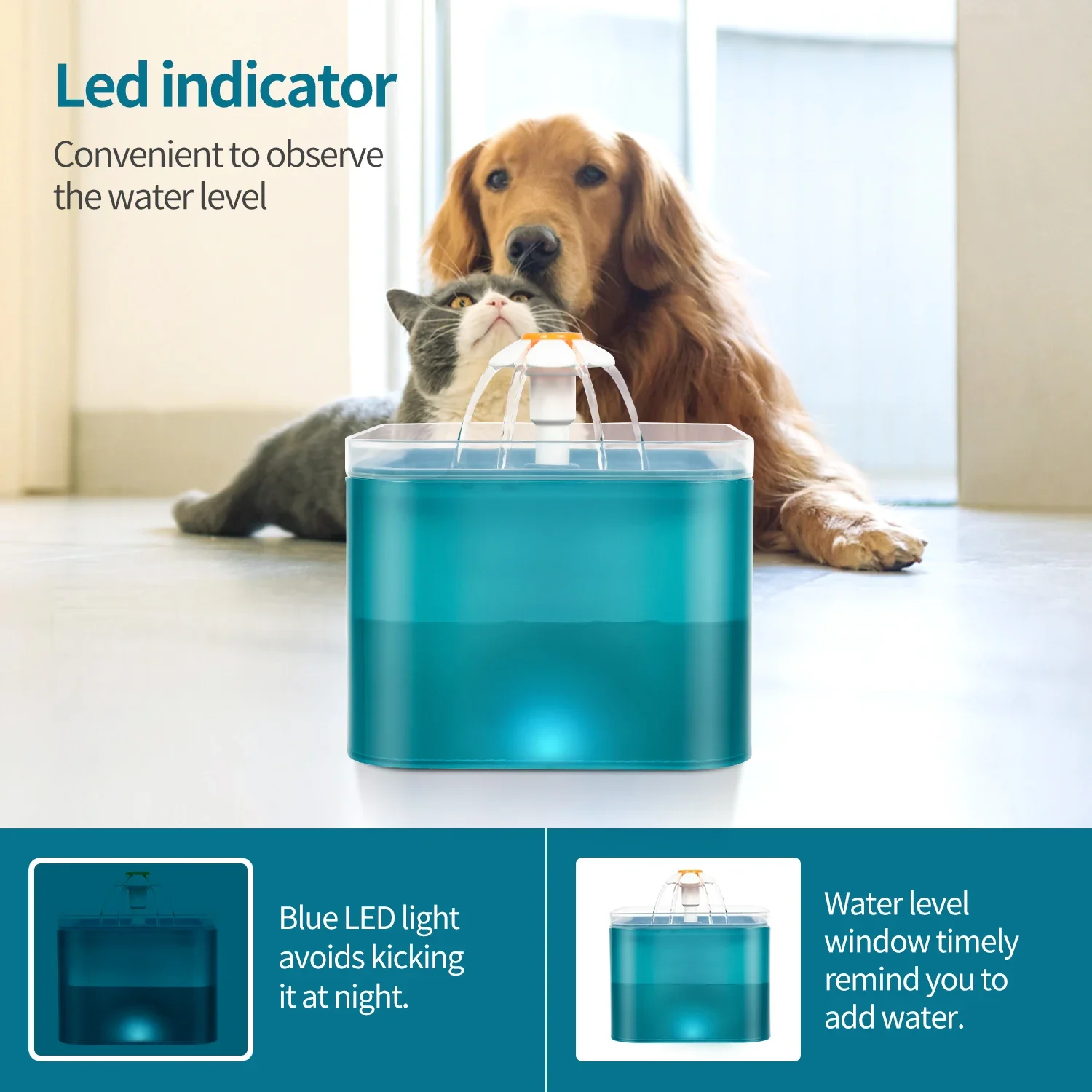 Bebedero automático para gatos y perros – Silencioso, eléctrico USB - imagen 3