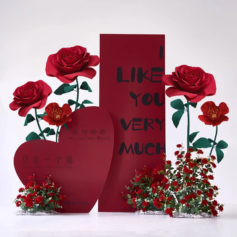 

Handmade Giant Paper Roses Combo for New Year Back School Valentine's Day Thanksgiving Graduation Party Decorations Artificial