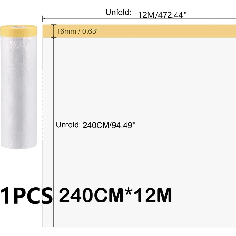 

Новая прозрачная предварительно наклеенная малярная пленка 12 м/20 м, прочная маскирующая пленка для краски, автомобильная лента для краски
