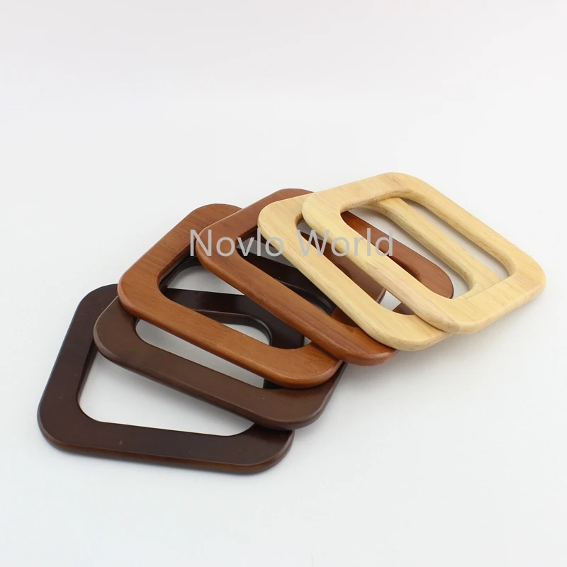 2-10-20 Pieces,4 Colors15X13cm Solid Tree Wood Big DIY Bags Handbags Handle,Oak Tree Wood Purse Square Handle Replacement